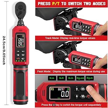 SUERCUP 3/8-inch Digital Torque Wrench(0.66-44.29Ft.Lb/0.9